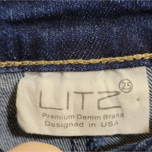 Boutique Brand Litz Women's Split Hem Cropped Jeans Retro 90s Style Size 25 - Picture 10 of 11